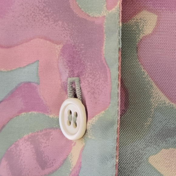 Vintage 80s Jim Thompson 100% Silk Cottagecore Pastel Button Down Blouse 8 - Picture 5 of 10
